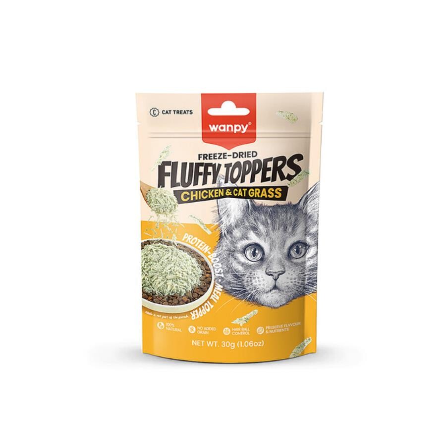 Wanpy Fluffy Topper Dondurularak Kurutulmuş Tavuklu Ve Kedi Otlu Kedi Ödül Maması 30 GR | SRC: Barcode: 6927749811688